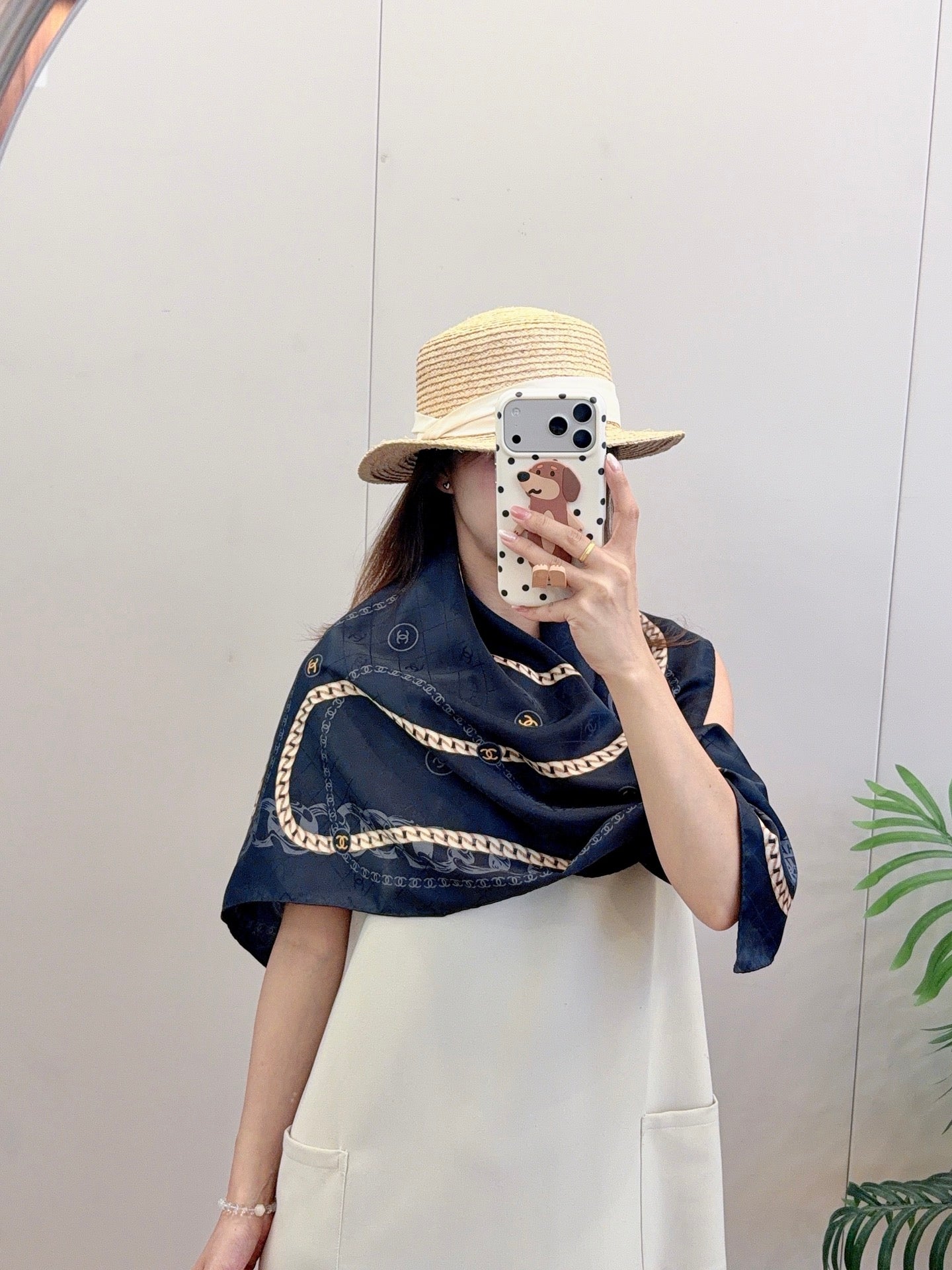 CC Chain Square Silk Scarf