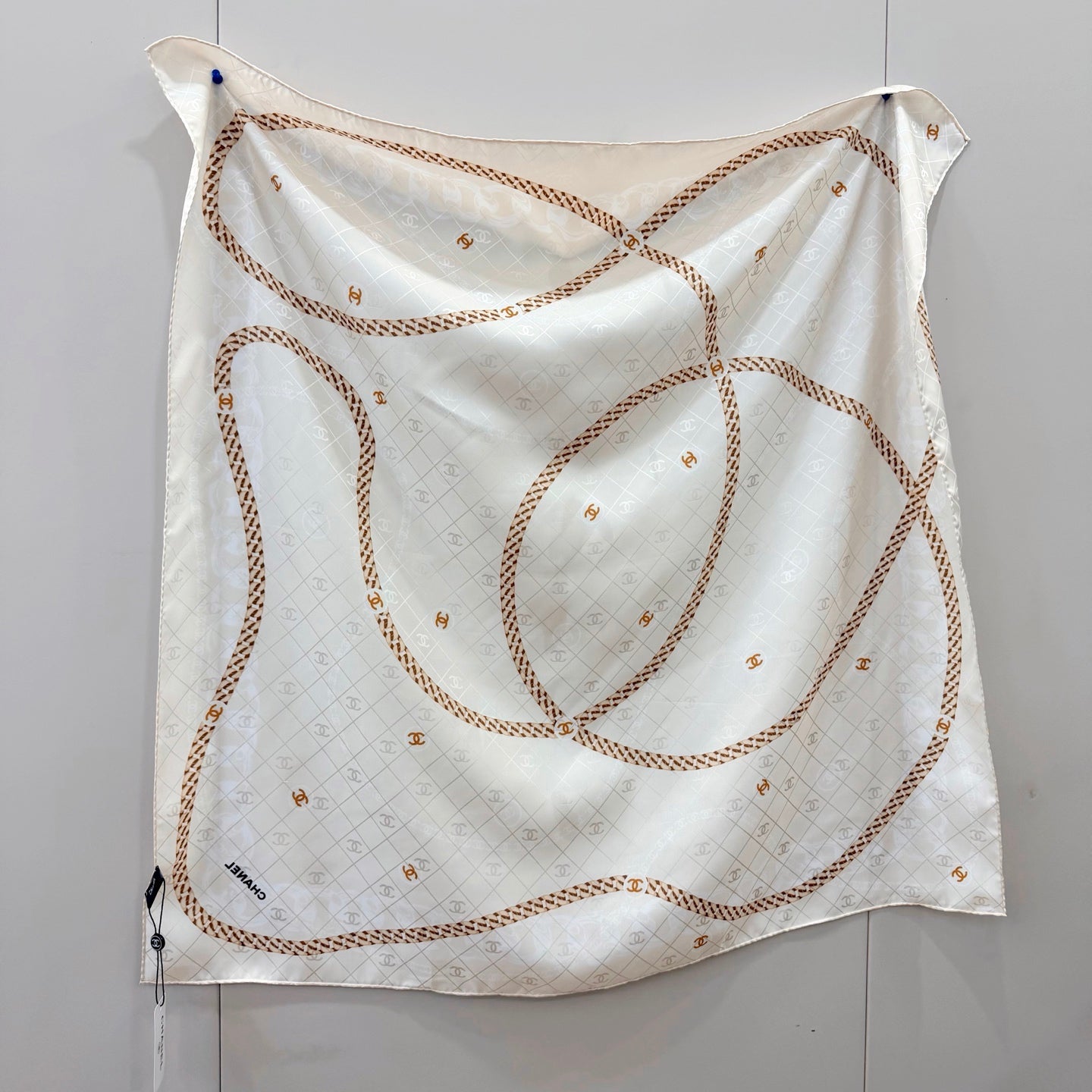 CC Chain Square Silk Scarf