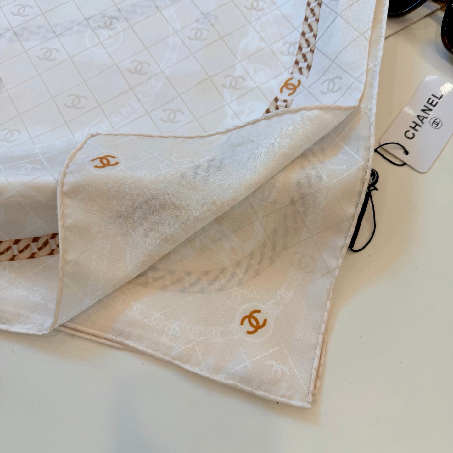 CC Chain Square Silk Scarf