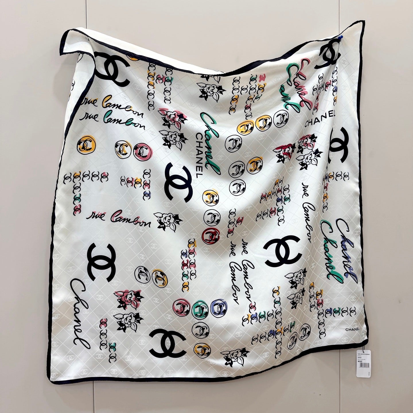 Flower CC Square Silk Scarf