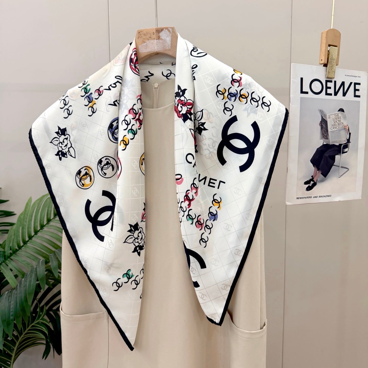 Flower CC Square Silk Scarf