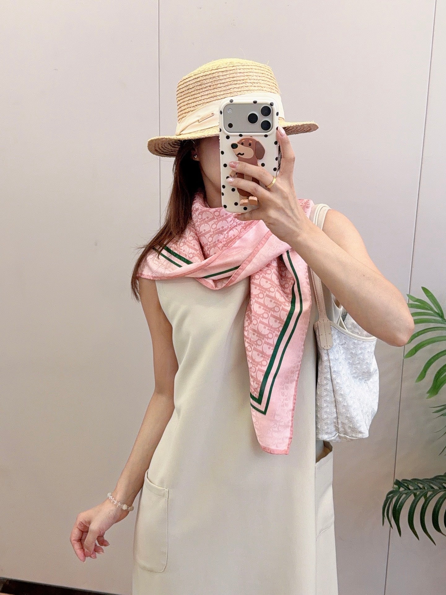 Floral Dove Square Silk Scarf (Pink)