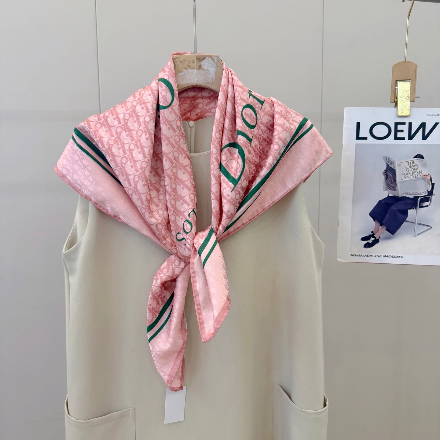 Floral Dove Square Silk Scarf (Pink)