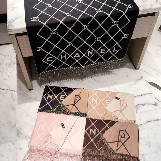 Latticed Design CC Long Cashmere Scarf