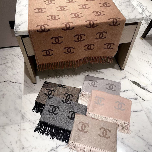 Flower CC Letter Long Cashmere Scarf
